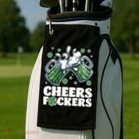 St Patricks Day Cheers Fckers Shamrock Clover Green Beer Golf Towel thumb 2