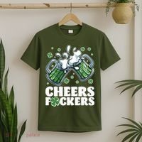 St Patricks Day Cheers Fckers Shamrock Clover Green Beer T-Shirt thumb 2