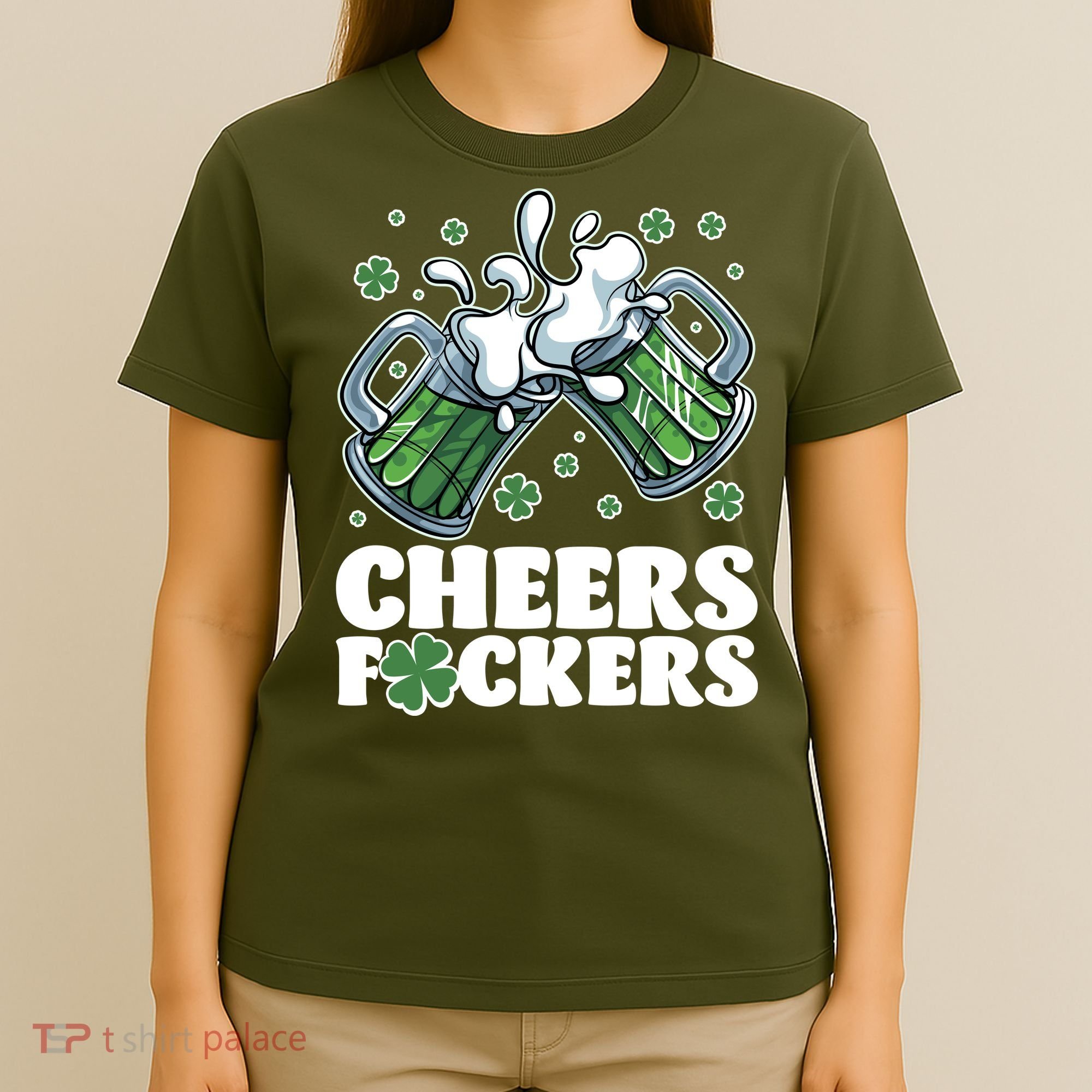 St Patricks Day Cheers Fckers Shamrock Clover Green Beer T-Shirt
