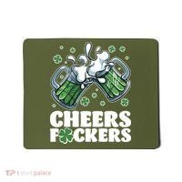 St Patricks Day Cheers Fckers Shamrock Clover Green Beer Mousepad thumb 0