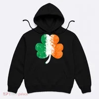 Saint Patrick's Day Irish Flag GrungeStyle Shamrock Hoodie thumb 0