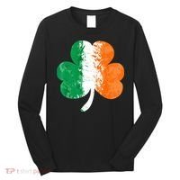 Saint Patrick's Day Irish Flag GrungeStyle Shamrock Long Sleeve Shirt thumb 0