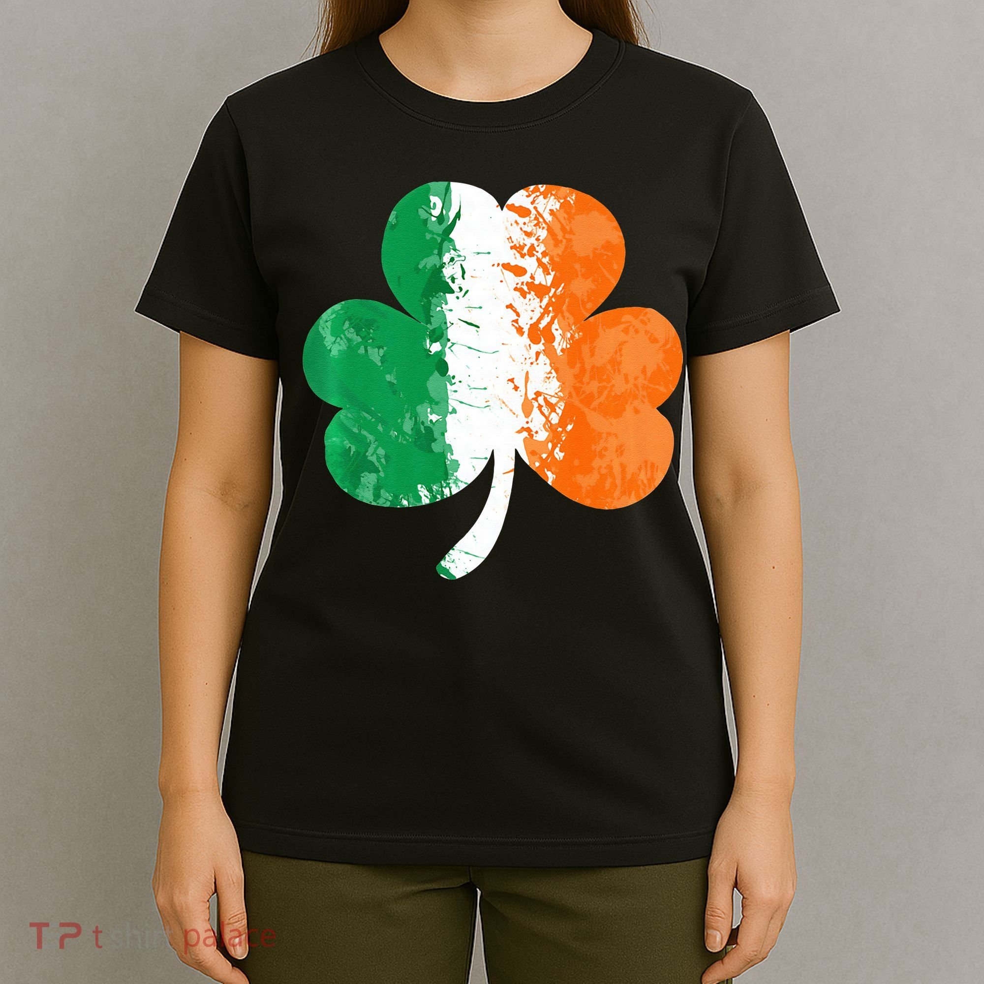 Saint Patrick's Day Irish Flag GrungeStyle Shamrock T-Shirt