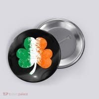 Saint Patrick's Day Irish Flag GrungeStyle Shamrock Button thumb 0