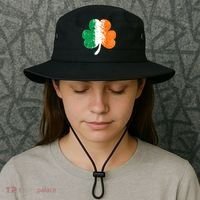Saint Patrick's Day Irish Flag GrungeStyle Shamrock Bucket Hat thumb 3