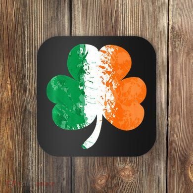 Saint Patrick's Day Irish Flag GrungeStyle Shamrock Coaster
