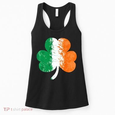 Saint Patrick's Day Irish Flag GrungeStyle Shamrock Women's Tank Top