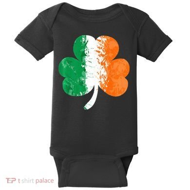 Saint Patrick's Day Irish Flag GrungeStyle Shamrock Baby Bodysuit