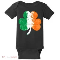 Saint Patrick's Day Irish Flag GrungeStyle Shamrock Baby Bodysuit thumb 0