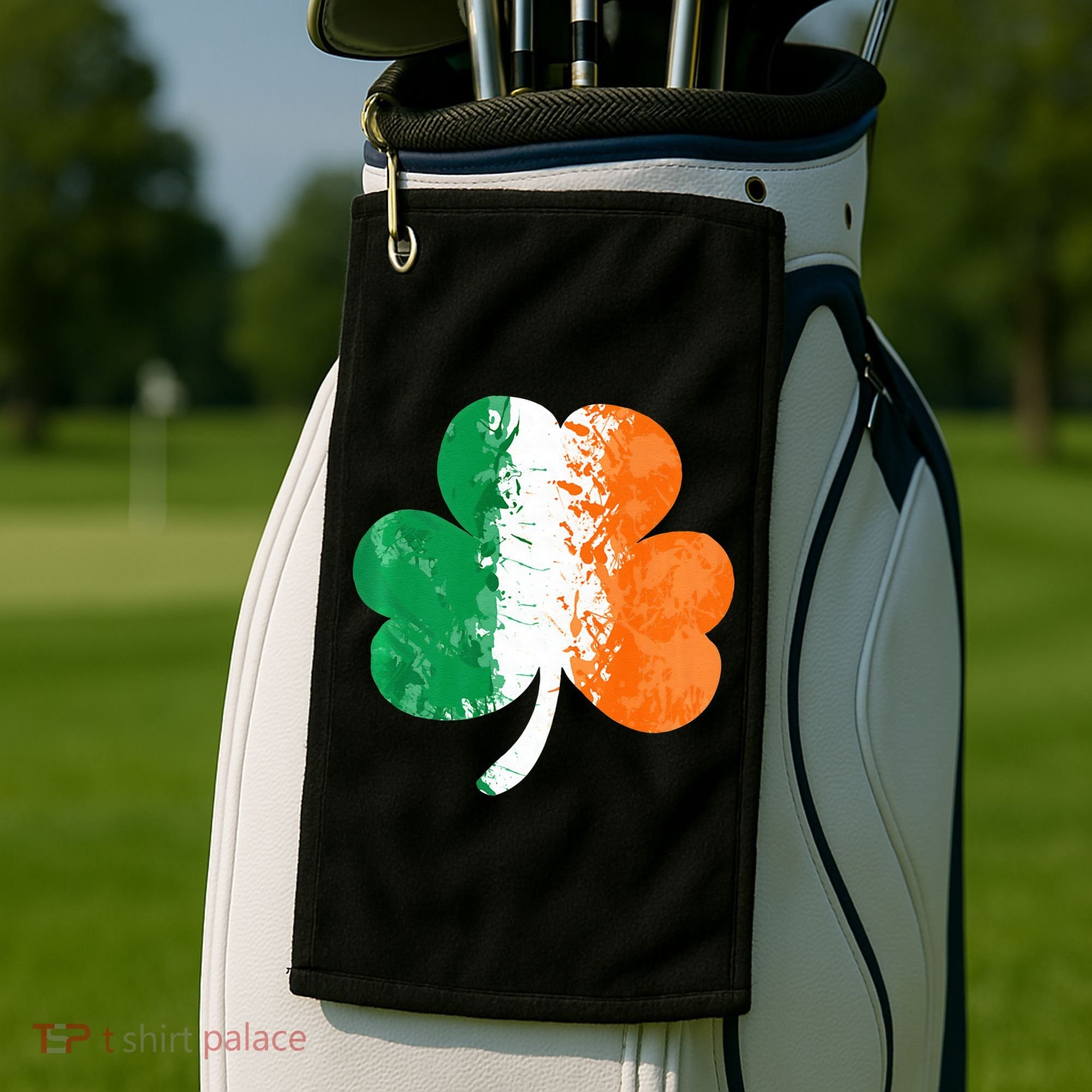 Saint Patrick's Day Irish Flag GrungeStyle Shamrock Golf Towel