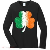 Saint Patrick's Day Irish Flag GrungeStyle Shamrock Women's Long Sleeve Shirt thumb 0