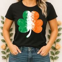 Saint Patrick's Day Irish Flag GrungeStyle Shamrock Women's T-Shirt thumb 2