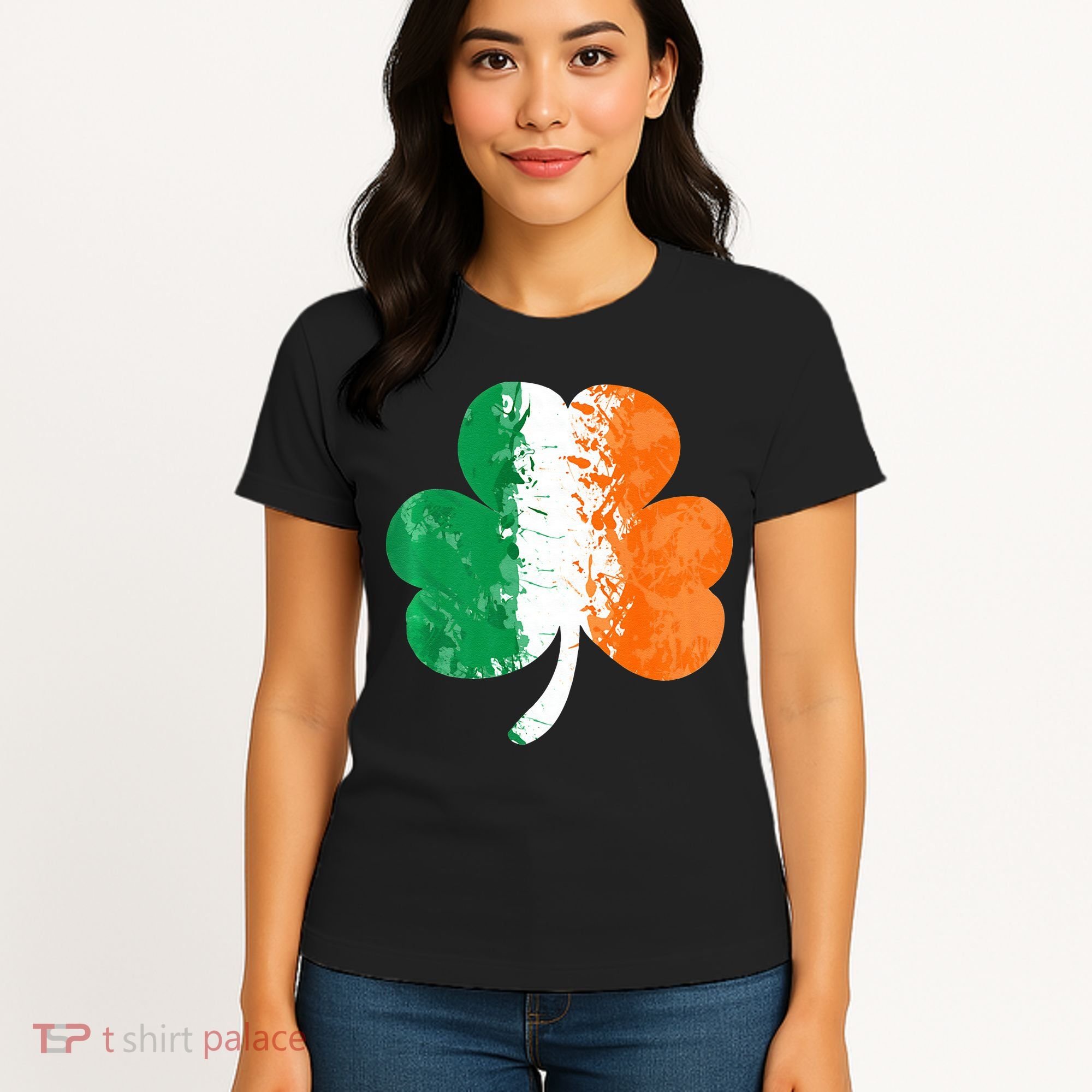 Saint Patrick's Day Irish Flag GrungeStyle Shamrock Women's T-Shirt