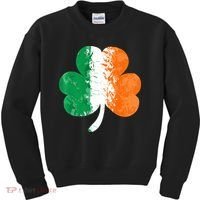 Saint Patrick's Day Irish Flag GrungeStyle Shamrock Kids Sweatshirt thumb 0