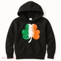 Saint Patrick's Day Irish Flag GrungeStyle Shamrock Kids Hoodie thumb 0