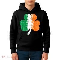 Saint Patrick's Day Irish Flag GrungeStyle Shamrock Kids Hoodie thumb 4