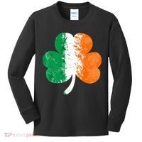 Saint Patrick's Day Irish Flag GrungeStyle Shamrock Kids Long Sleeve Shirt thumb 0