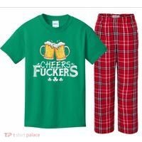 St Patricks Day Cheers Fuckers Kids Plaid Pajama Set thumb 0