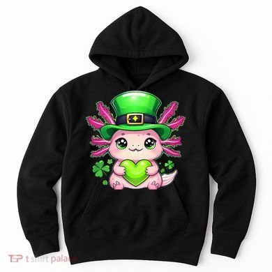 St Patricks Day Axolotl Cute Saint Pattys Kawaii Irish Hoodie
