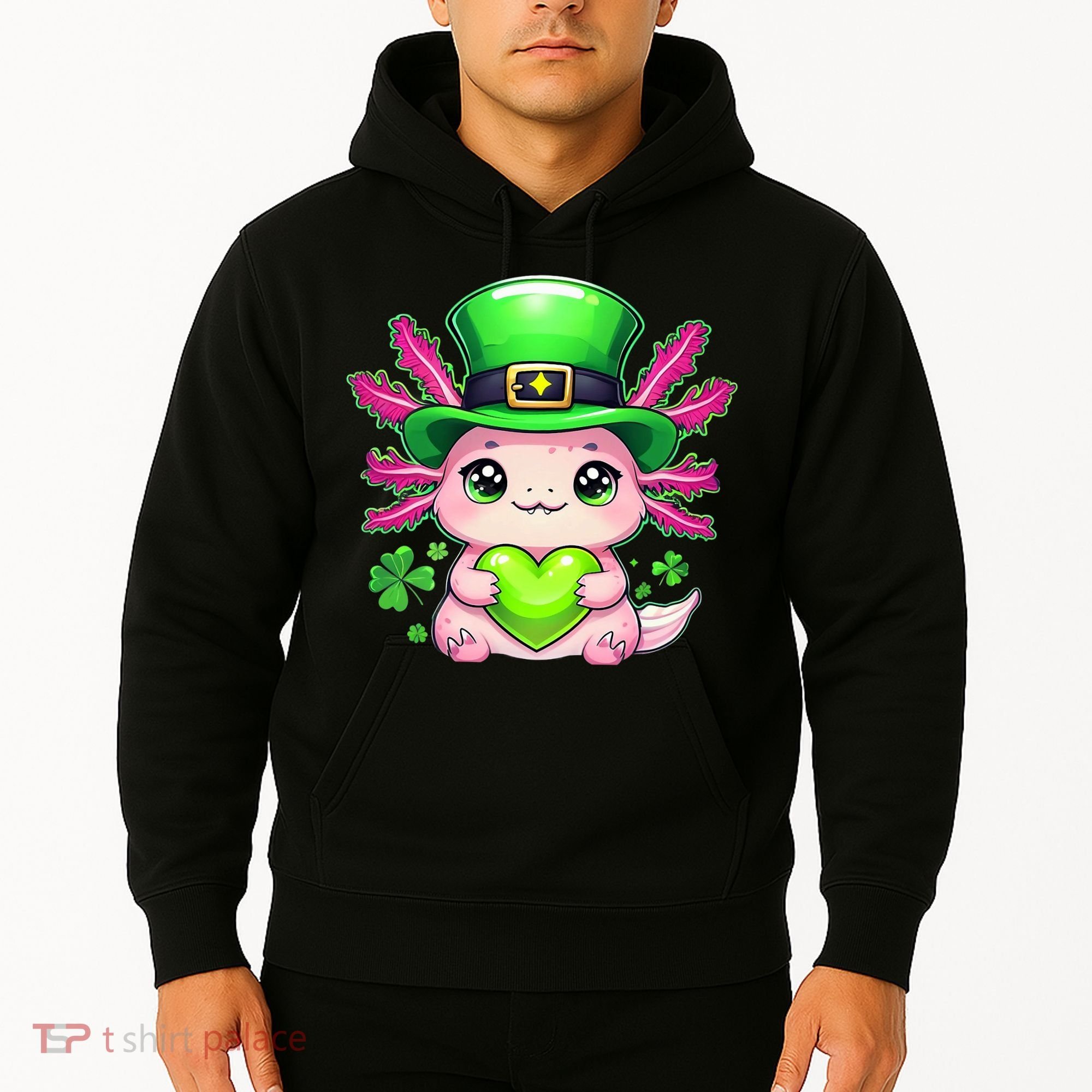 St Patricks Day Axolotl Cute Saint Pattys Kawaii Irish Hoodie
