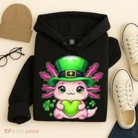 St Patricks Day Axolotl Cute Saint Pattys Kawaii Irish Hoodie thumb 4