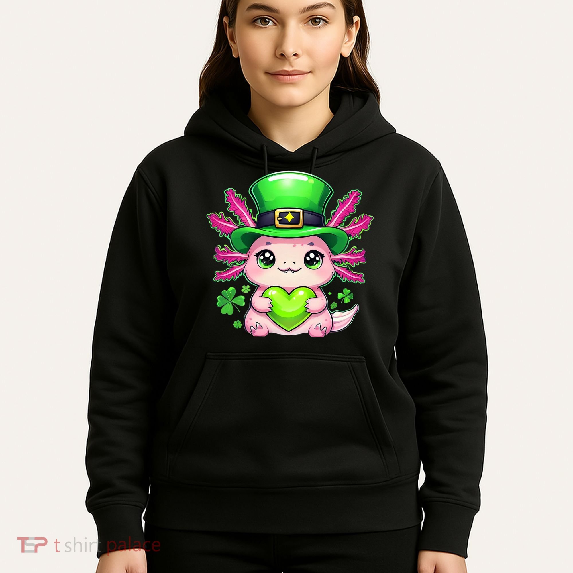 St Patricks Day Axolotl Cute Saint Pattys Kawaii Irish Hoodie