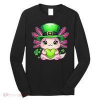 St Patricks Day Axolotl Cute Saint Pattys Kawaii Irish Long Sleeve Shirt thumb 0
