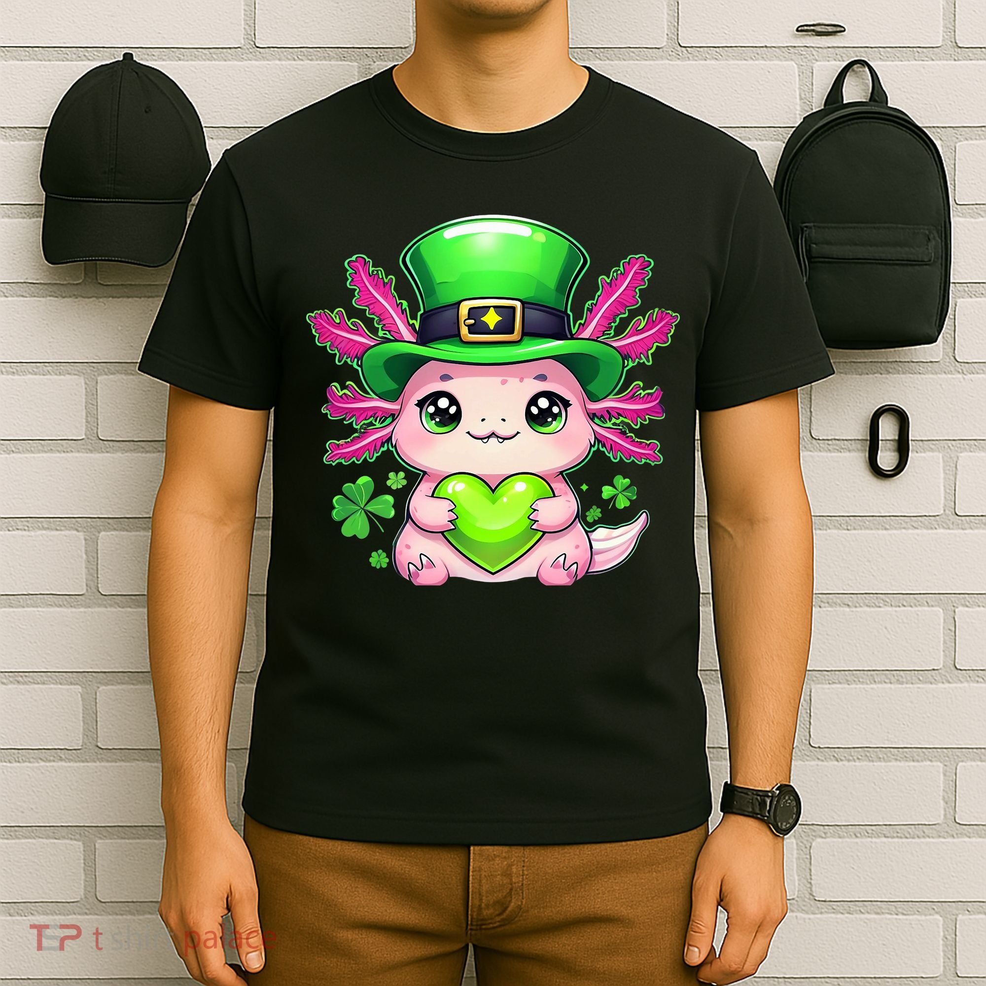 St Patricks Day Axolotl Cute Saint Pattys Kawaii Irish T-Shirt