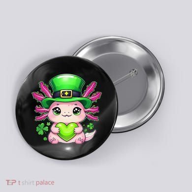 St Patricks Day Axolotl Cute Saint Pattys Kawaii Irish Button