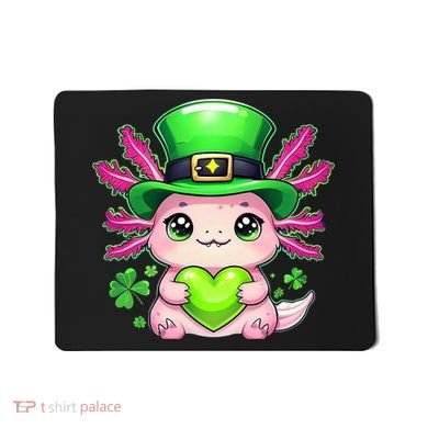 St Patricks Day Axolotl Cute Saint Pattys Kawaii Irish Mousepad