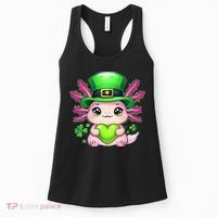 St Patricks Day Axolotl Cute Saint Pattys Kawaii Irish Women's Tank Top thumb 0