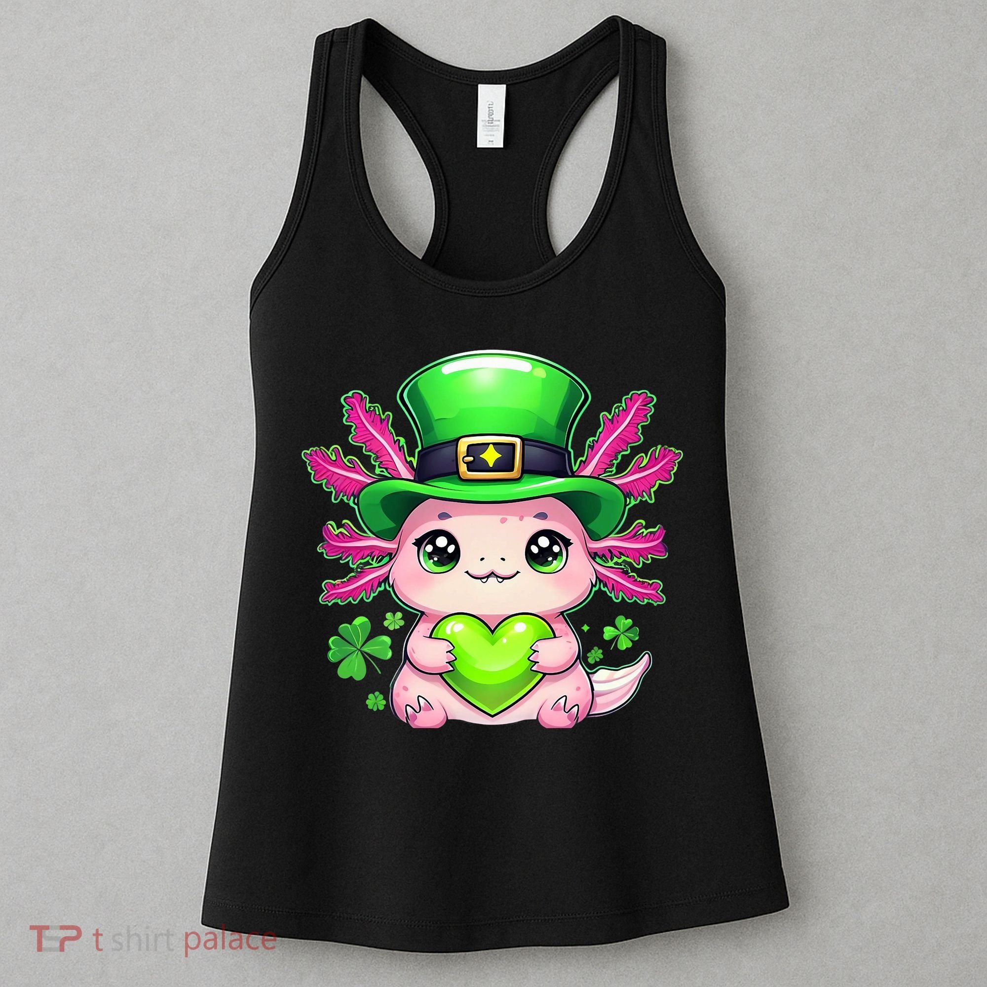 St Patricks Day Axolotl Cute Saint Pattys Kawaii Irish Women's Tank Top