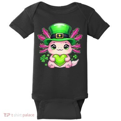 St Patricks Day Axolotl Cute Saint Pattys Kawaii Irish Baby Bodysuit