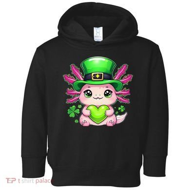 St Patricks Day Axolotl Cute Saint Pattys Kawaii Irish Toddler Hoodie