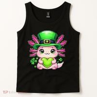 St Patricks Day Axolotl Cute Saint Pattys Kawaii Irish Tank Top thumb 2