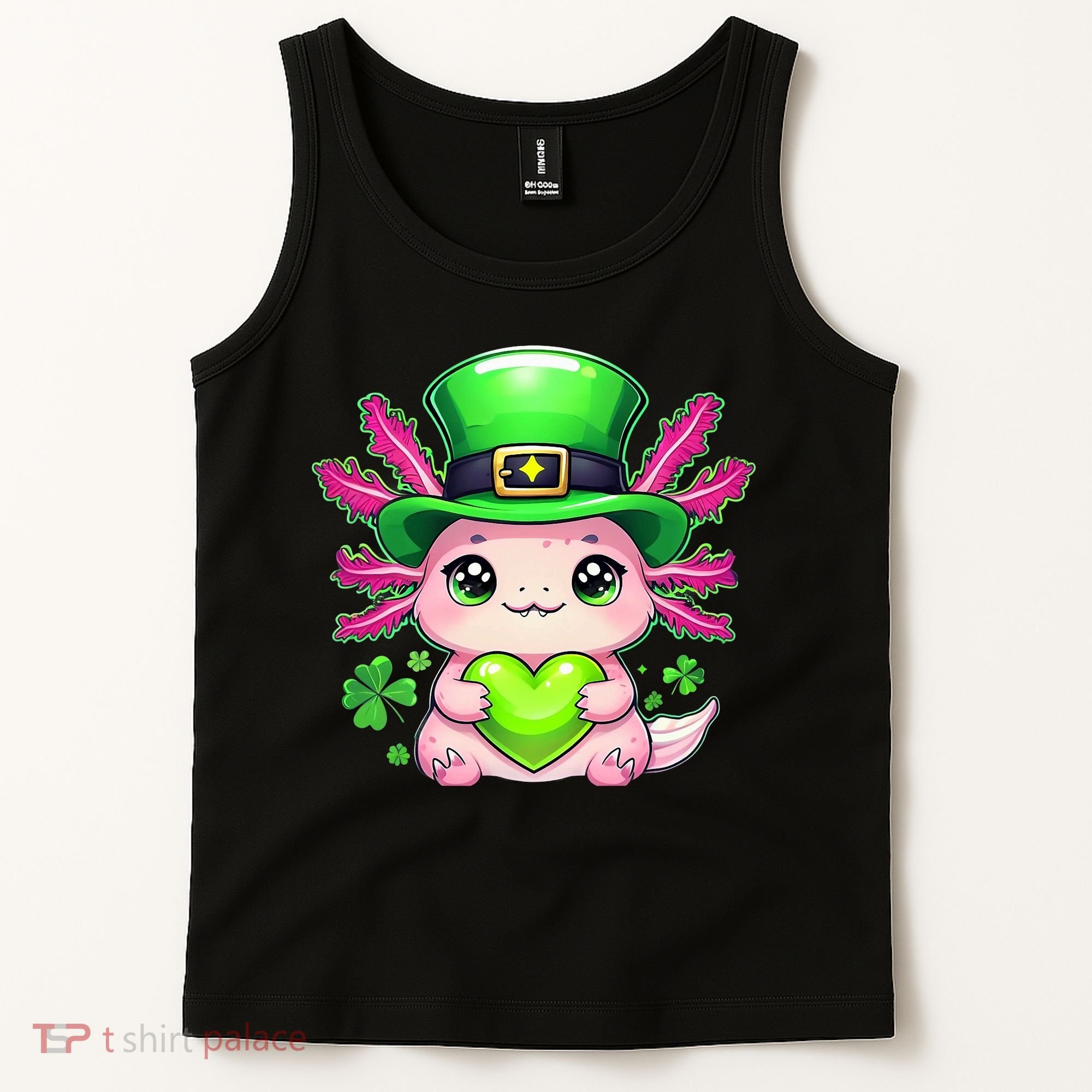 St Patricks Day Axolotl Cute Saint Pattys Kawaii Irish Tank Top