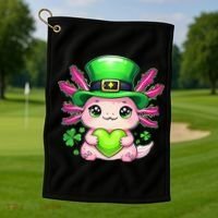 St Patricks Day Axolotl Cute Saint Pattys Kawaii Irish Golf Towel thumb 1