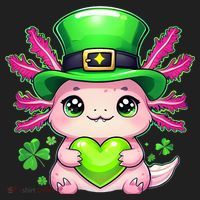 St Patricks Day Axolotl Cute Saint Pattys Kawaii Irish Golf Towel thumb 3