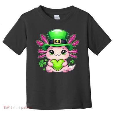 St Patricks Day Axolotl Cute Saint Pattys Kawaii Irish Toddler T-Shirt