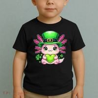 St Patricks Day Axolotl Cute Saint Pattys Kawaii Irish Toddler T-Shirt thumb 2
