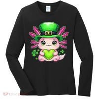 St Patricks Day Axolotl Cute Saint Pattys Kawaii Irish Women's Long Sleeve Shirt thumb 0