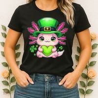 St Patricks Day Axolotl Cute Saint Pattys Kawaii Irish Women's T-Shirt thumb 2