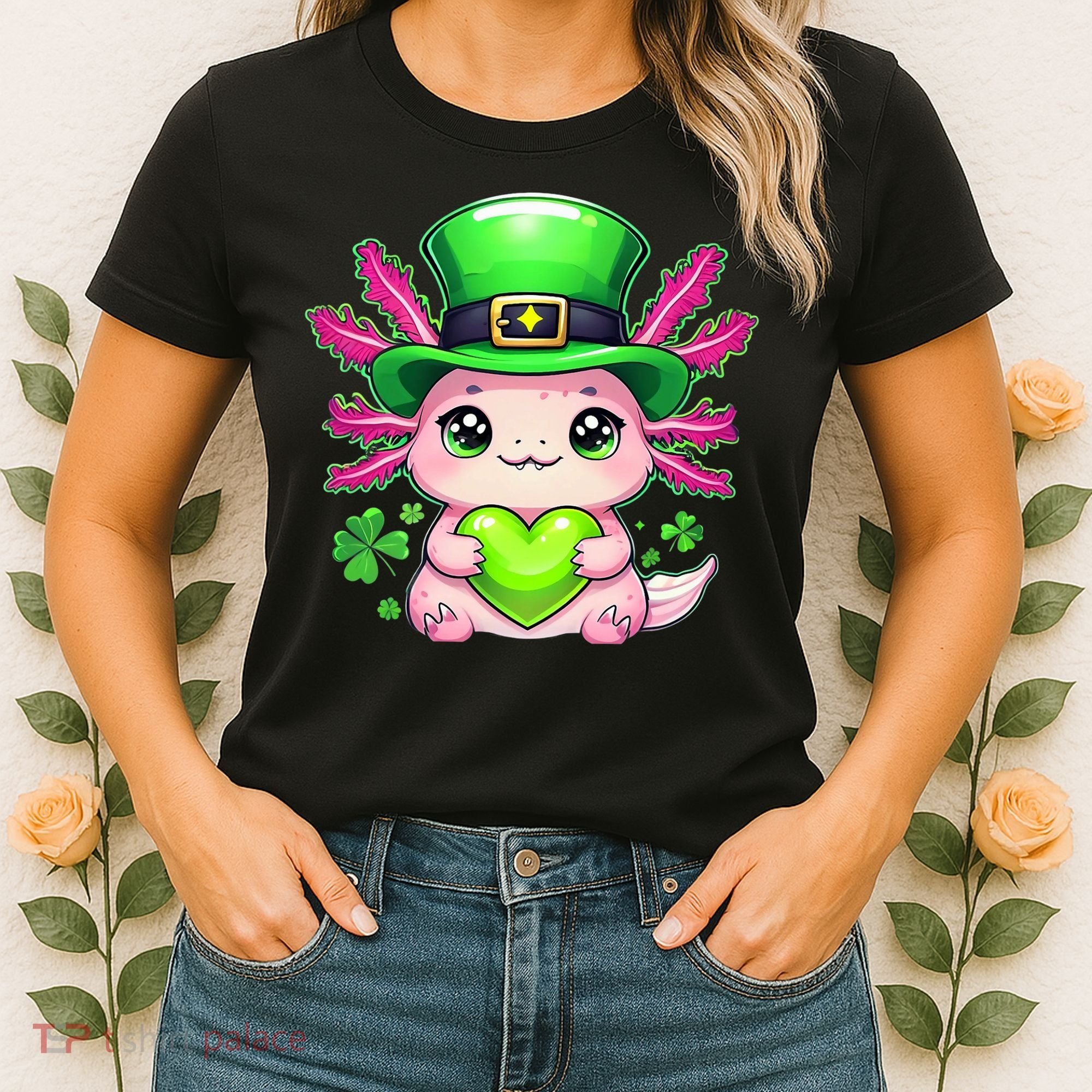 St Patricks Day Axolotl Cute Saint Pattys Kawaii Irish Women's T-Shirt