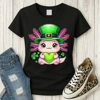 St Patricks Day Axolotl Cute Saint Pattys Kawaii Irish Women's T-Shirt thumb 3