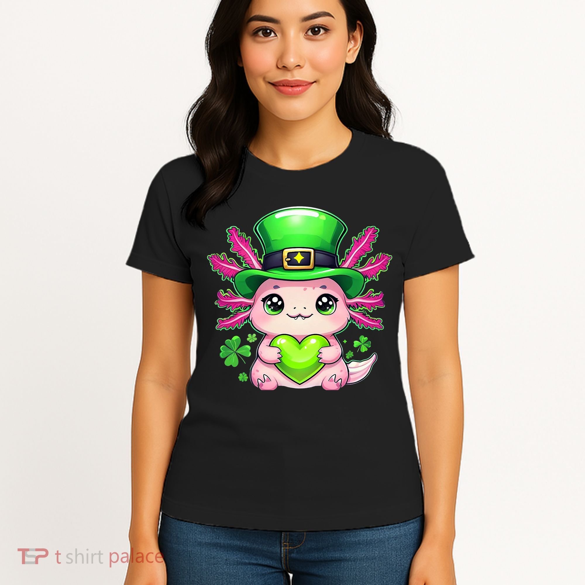 St Patricks Day Axolotl Cute Saint Pattys Kawaii Irish Women's T-Shirt