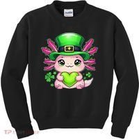St Patricks Day Axolotl Cute Saint Pattys Kawaii Irish Kids Sweatshirt thumb 0