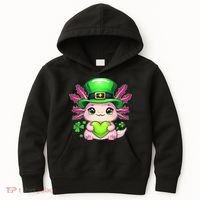 St Patricks Day Axolotl Cute Saint Pattys Kawaii Irish Kids Hoodie thumb 0