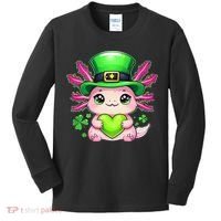 St Patricks Day Axolotl Cute Saint Pattys Kawaii Irish Kids Long Sleeve Shirt thumb 0