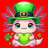 St Patricks Day Axolotl Cute Saint Pattys Kawaii Irish Santa Hat thumb 1