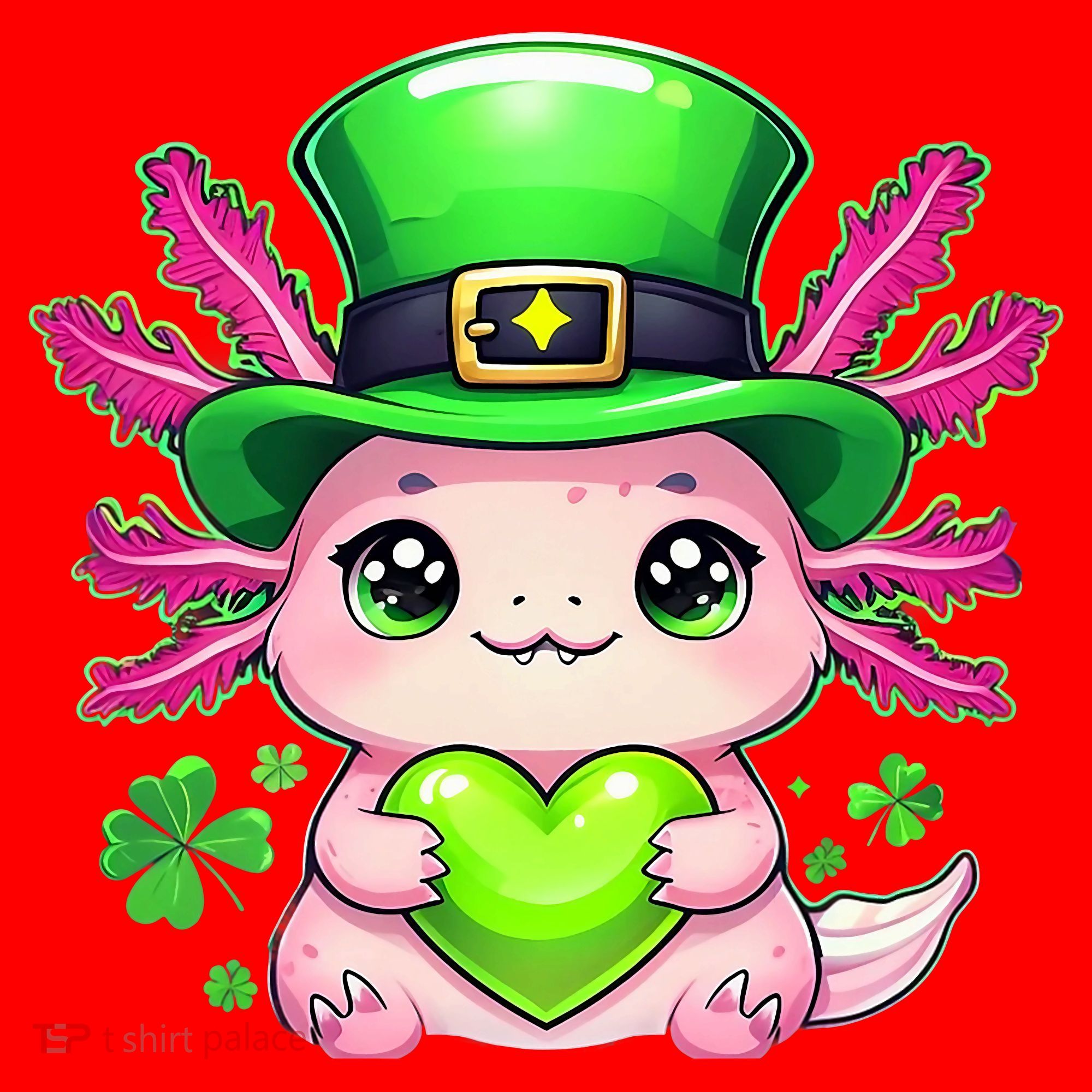 St Patricks Day Axolotl Cute Saint Pattys Kawaii Irish Santa Hat